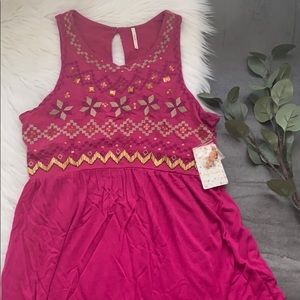 NWT Free People Wild Berry Embroidered Tank Top